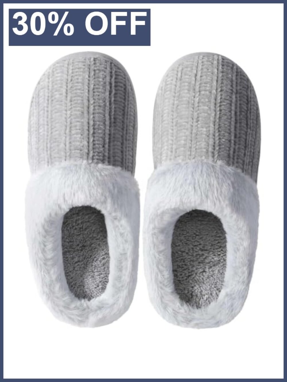 Womens Memory Foam Fuzzy Slippers Knitted Slip-On Warm House Shoes